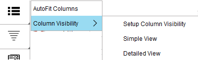 Select Setup Column Visibility to create a filter for columns you'd like to see.