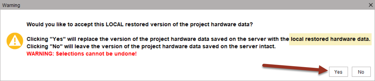 restore hardware data