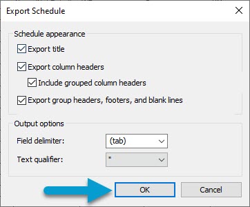 Export Schedule