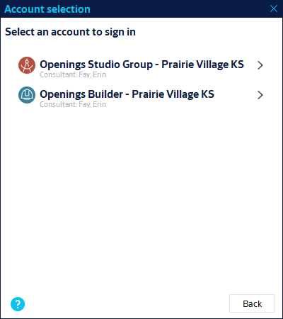 Account selection