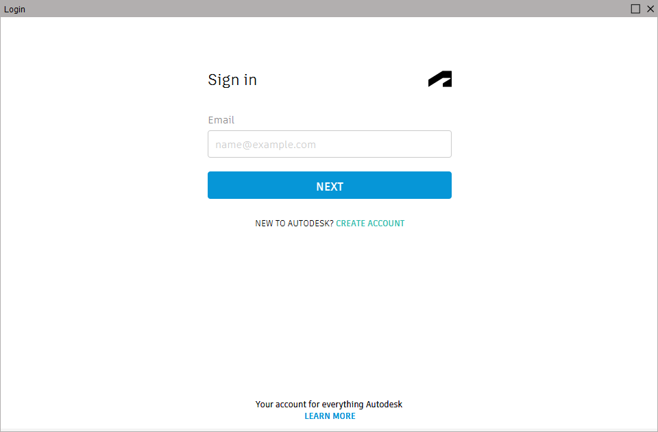 Autodesk login screen