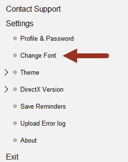Change Font under Settings
