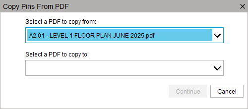 Copy pins first seletion