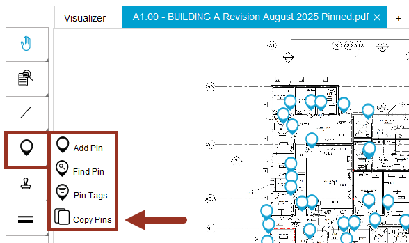 Copy pins button
