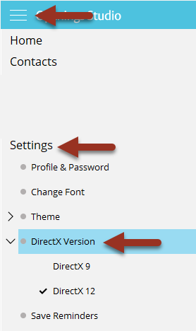 DirectX Settings Menu