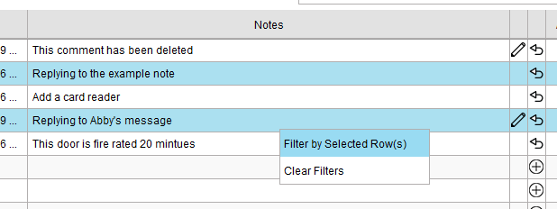 Filter by selected rows