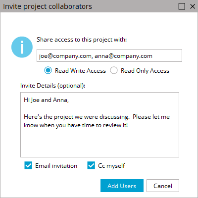 Invite Collaborators window