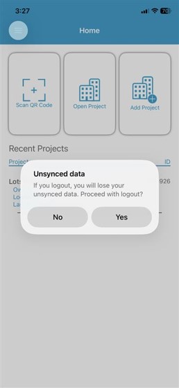 Logout message about unsynced data