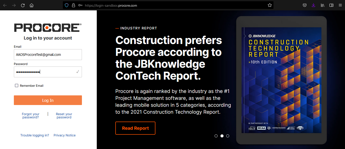 Procore login