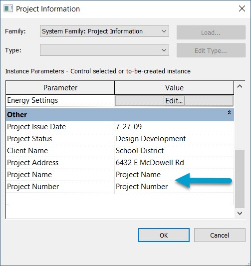 Project information table