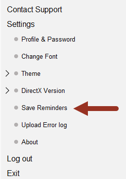 Save reminder settings