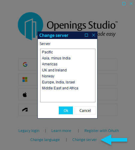 Change server pop-up