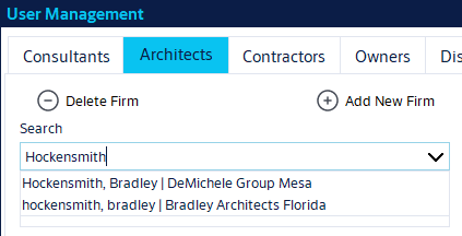 Contact search showing two names in search
