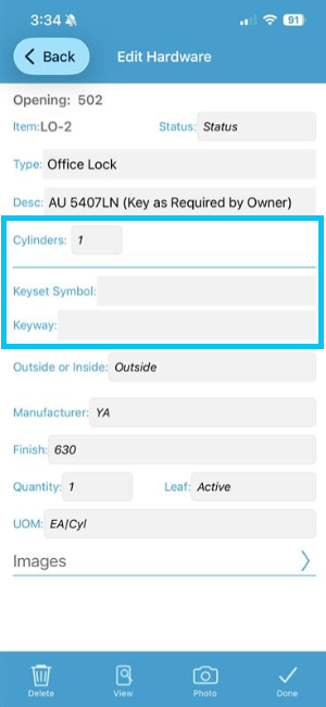 Mobile app keying