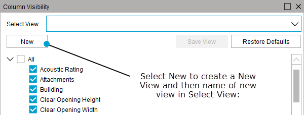 Add a new view in column visibility.