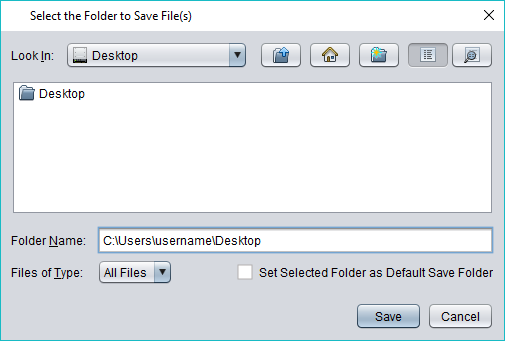 A folder will appear allowing you to choose the file save destination. 